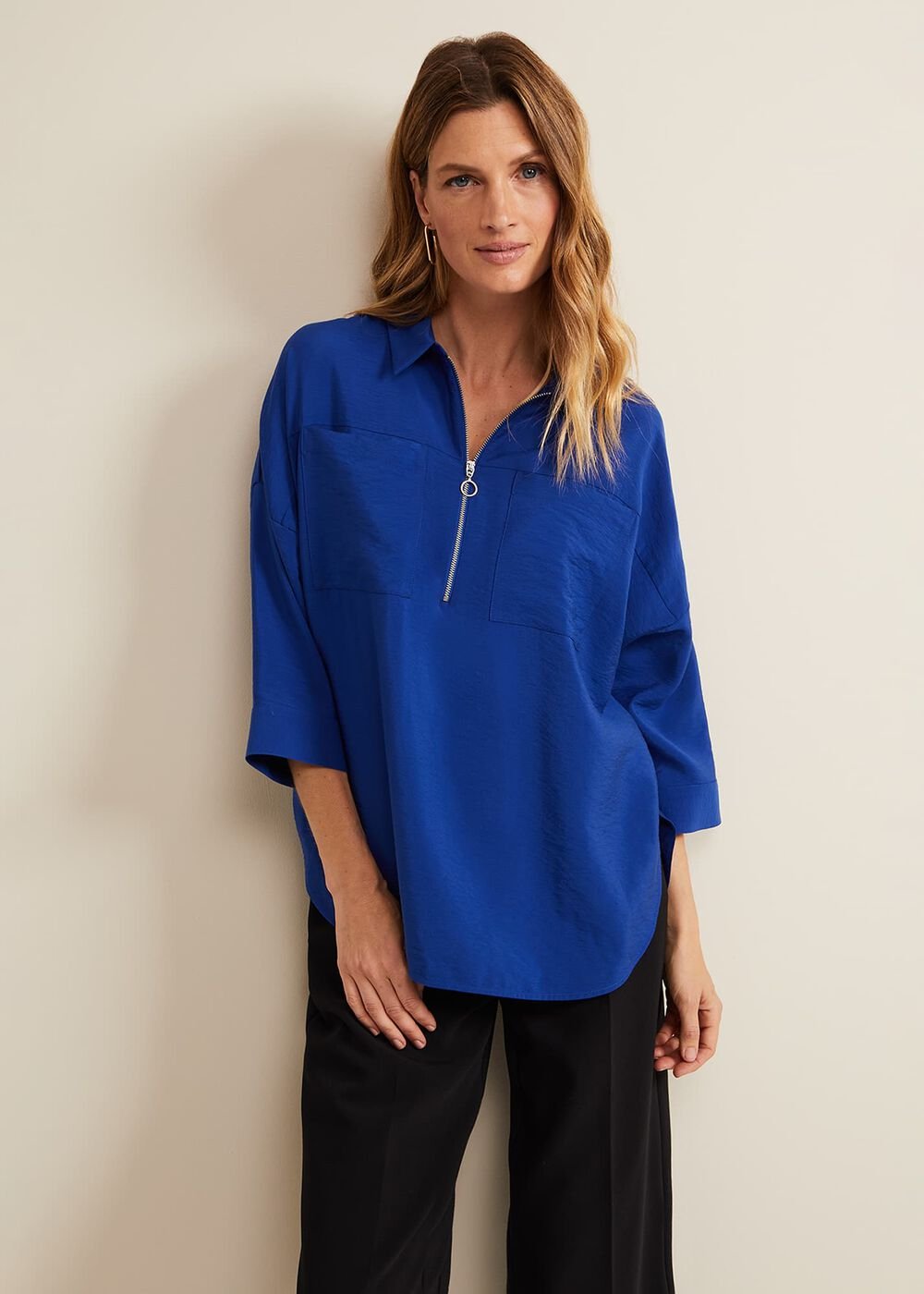 Cynthia Zip Shirt Cobalt