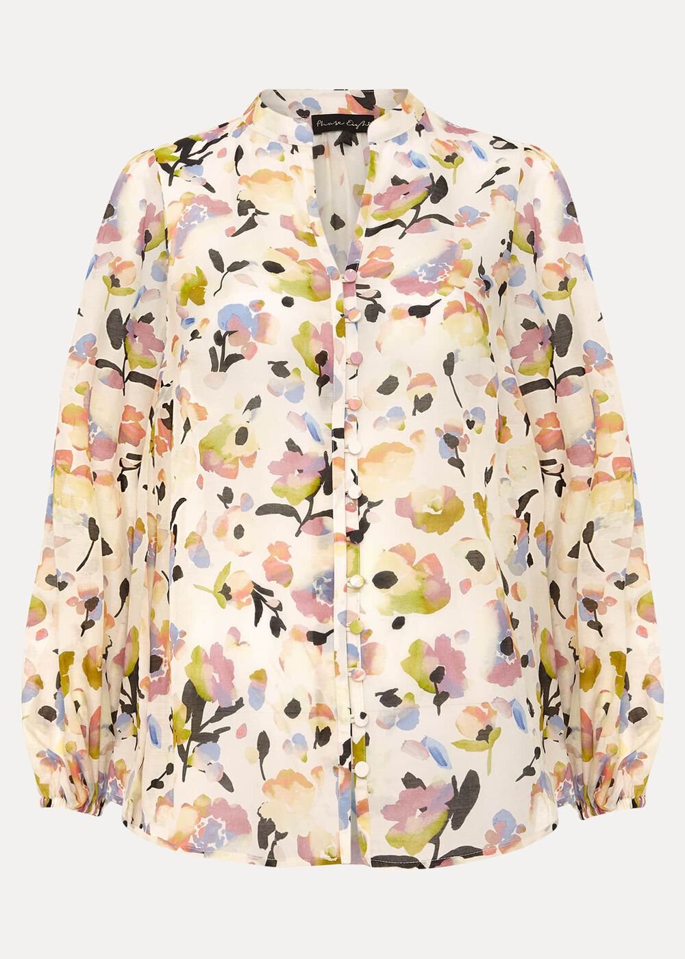 Maddie Watercolour Silk Blend Blouse Ivory
