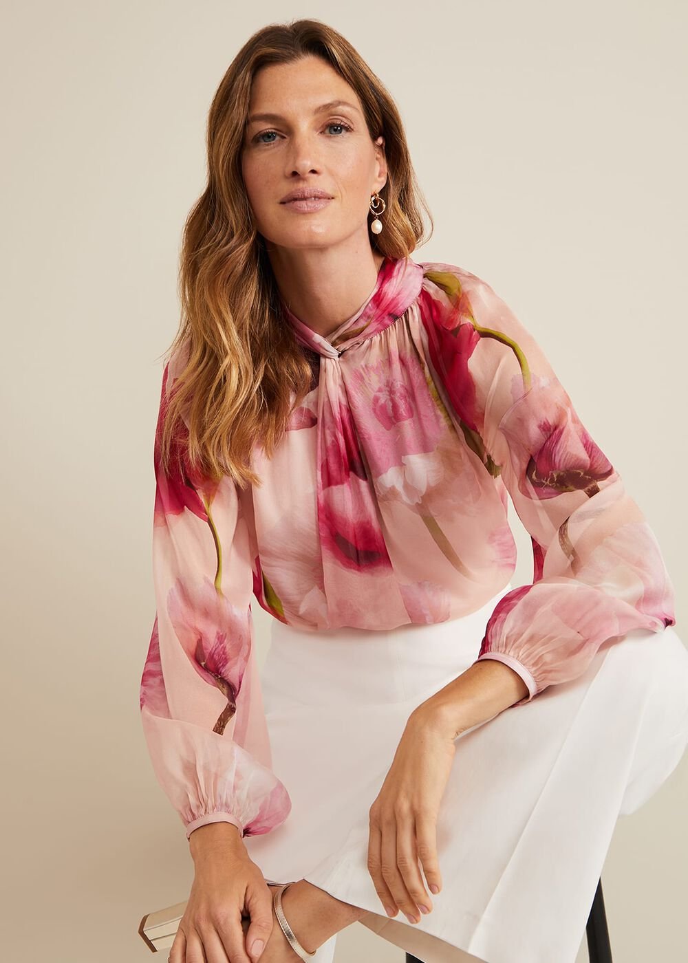 Poppy Silk Blouse Pale Pink