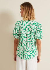 Louanna Linen Printed Shirt Green/Ivory