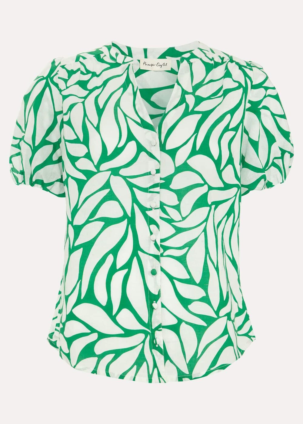 Louanna Linen Printed Shirt Green/Ivory