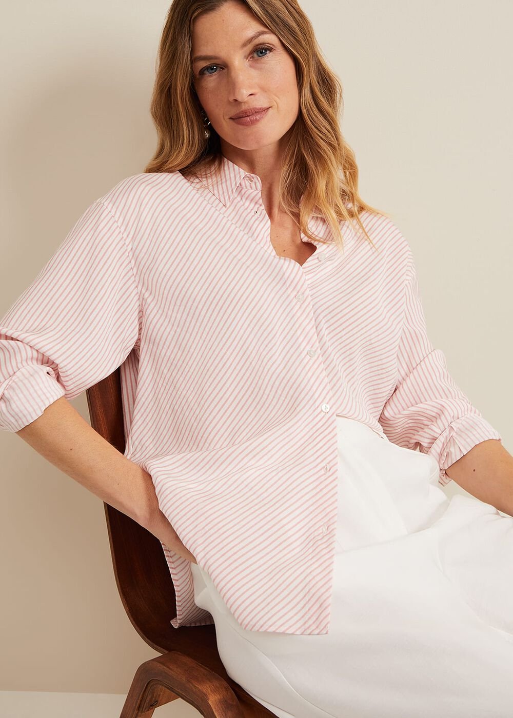 Bernice Stripe Shirt White/Pink
