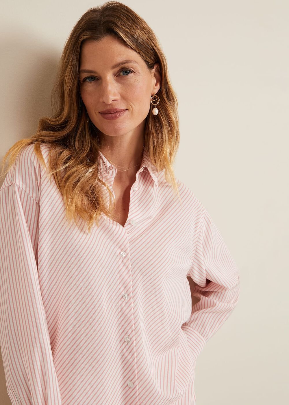 Bernice Stripe Shirt White/Pink