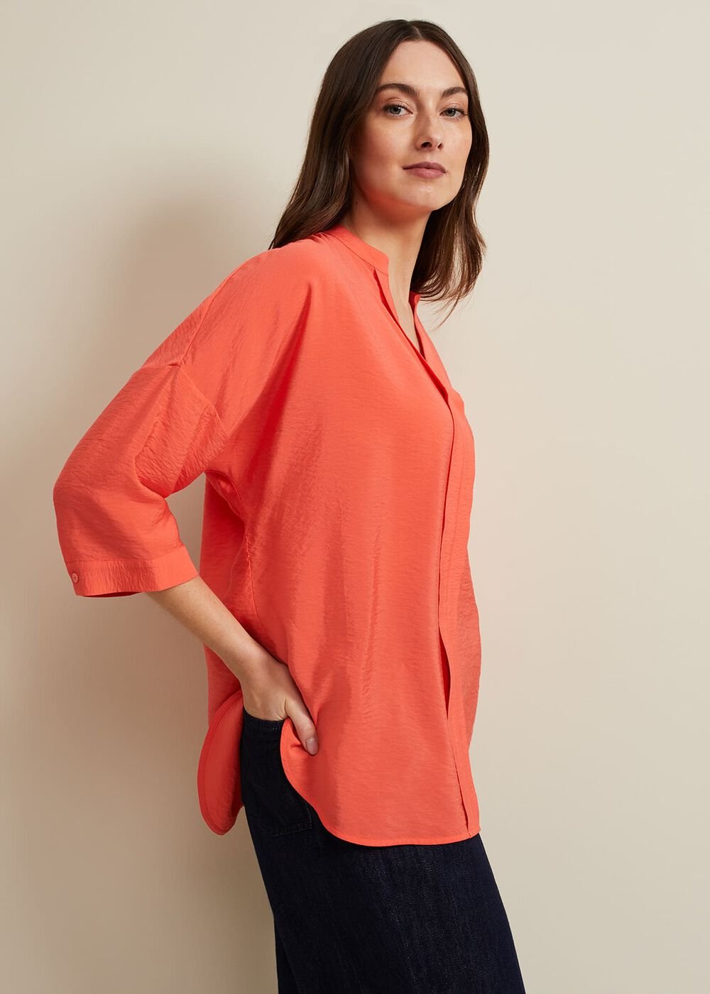 Cynthia Longline Shirt Coral