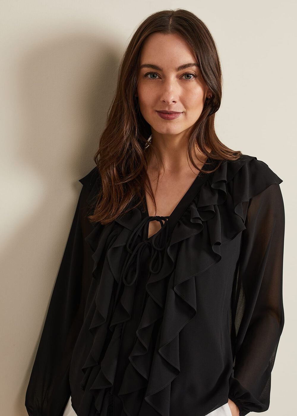 Ivana Ruffle Blouse Black