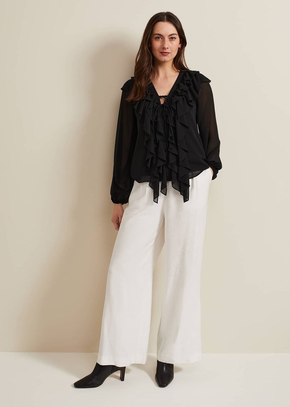 Ivana Ruffle Blouse Black