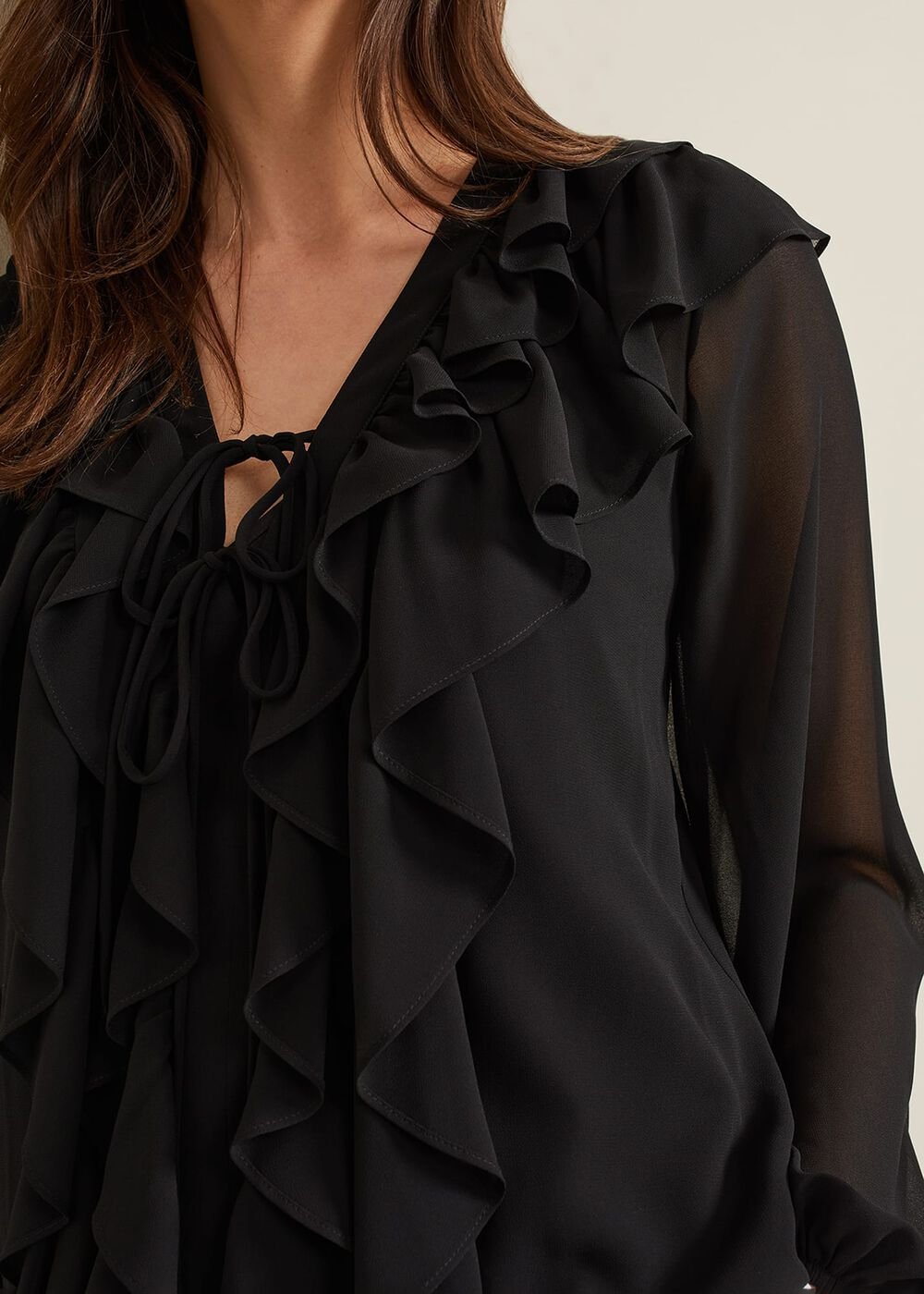 Ivana Ruffle Blouse Black