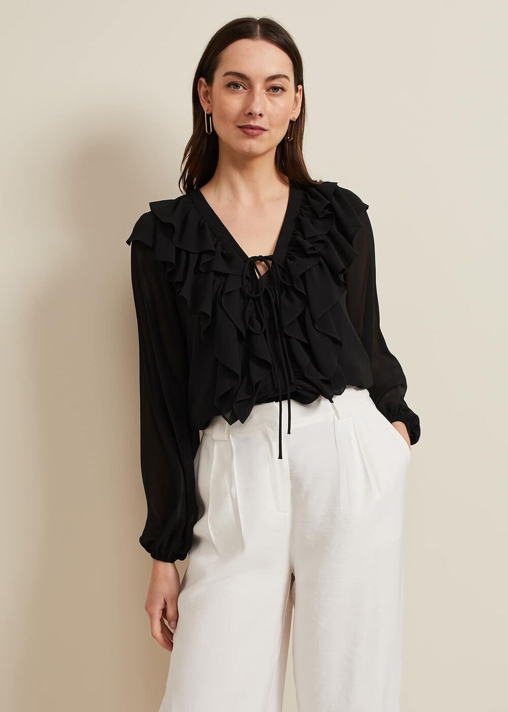 Ivana Ruffle Blouse Black