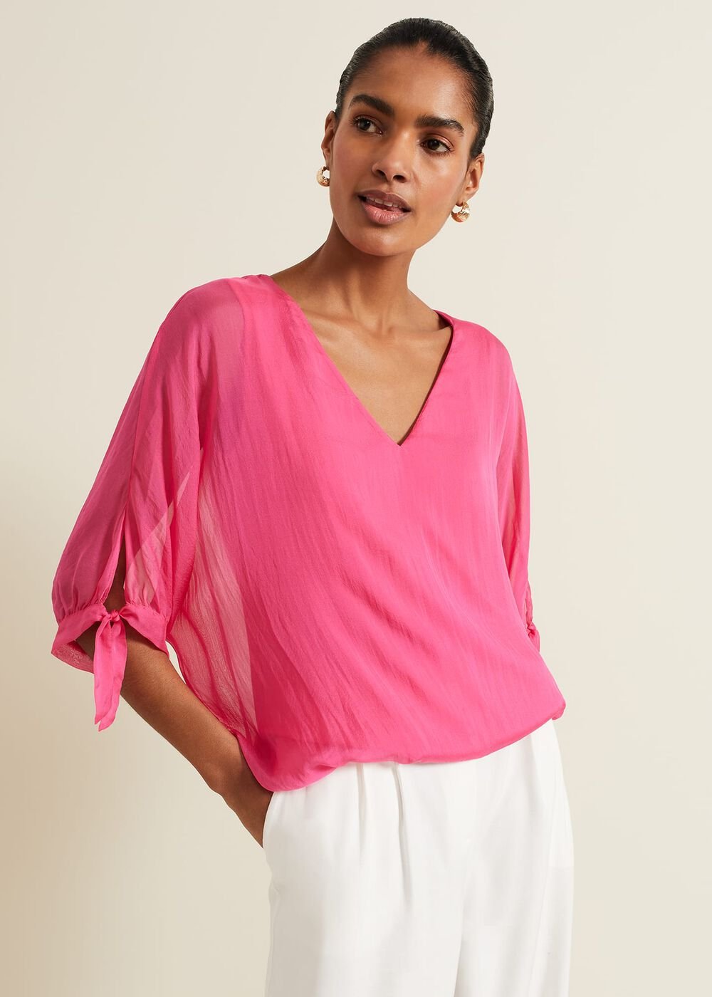 Madison Pink Silk Blouse Pink