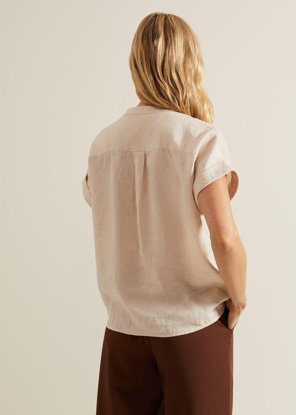 Kelsie Button Through Linen Shirt Neutral