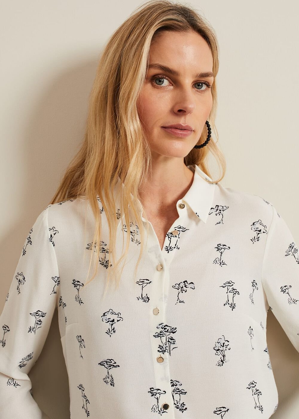 Riley Printed Shirt Ivory