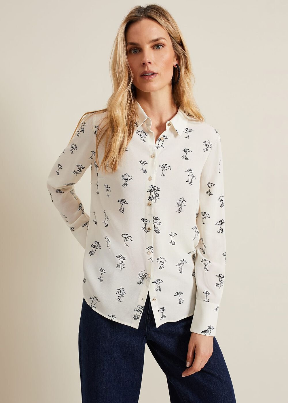 Riley Printed Shirt Ivory