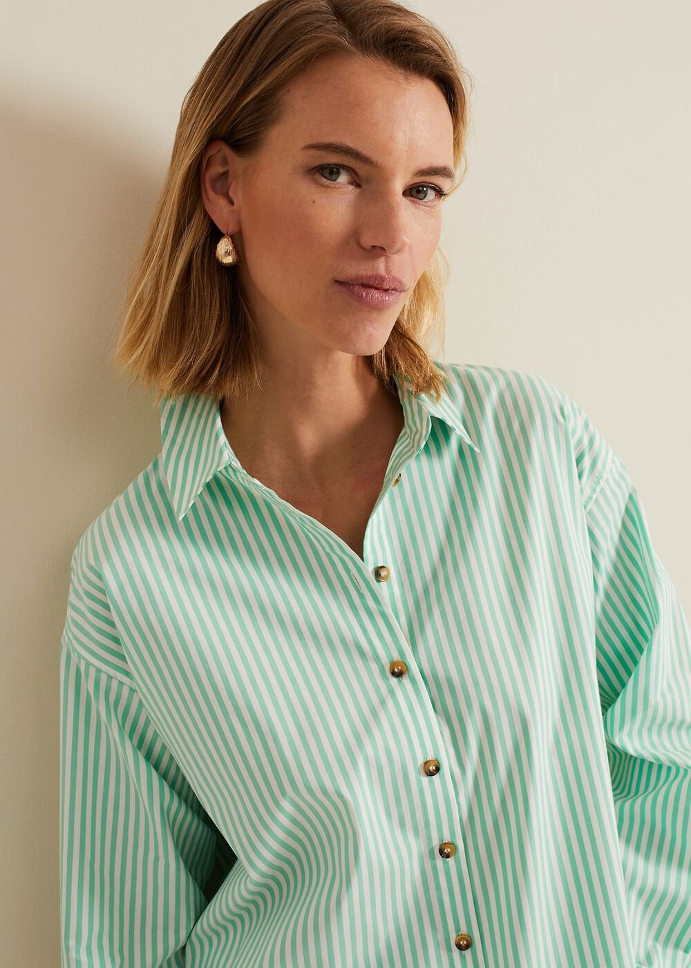 Green Striped Shirt Green/Ivory