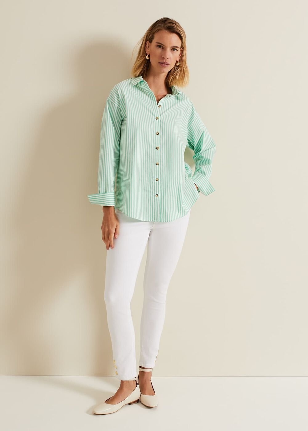 Green Striped Shirt Green/Ivory