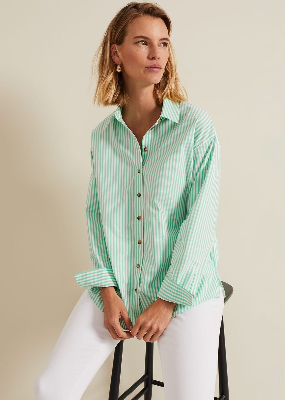 Green Striped Shirt Green/Ivory