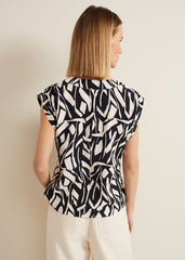 Celyn Notch Printed Blouse Black/Ivory