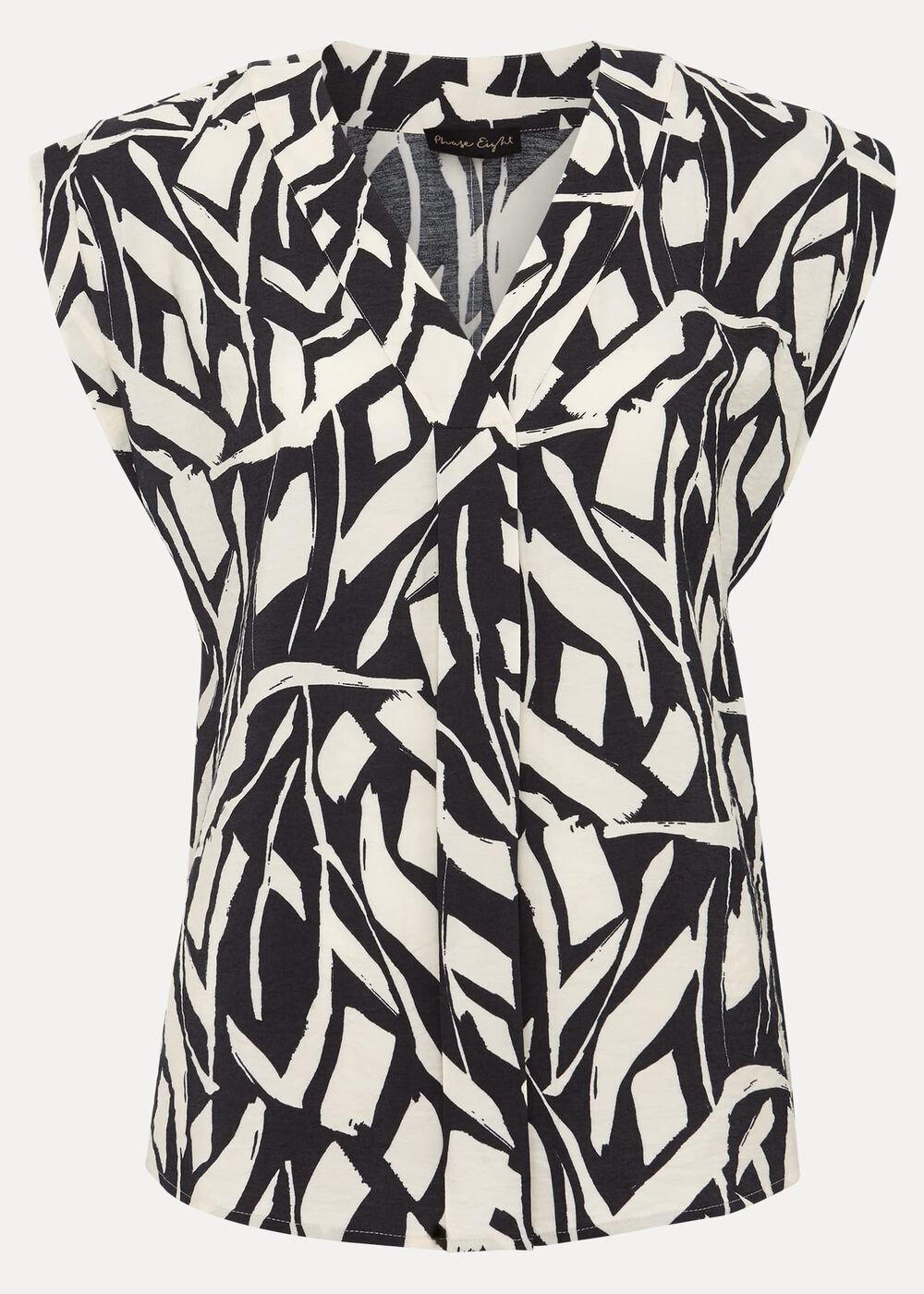 Celyn Notch Printed Blouse Black/Ivory