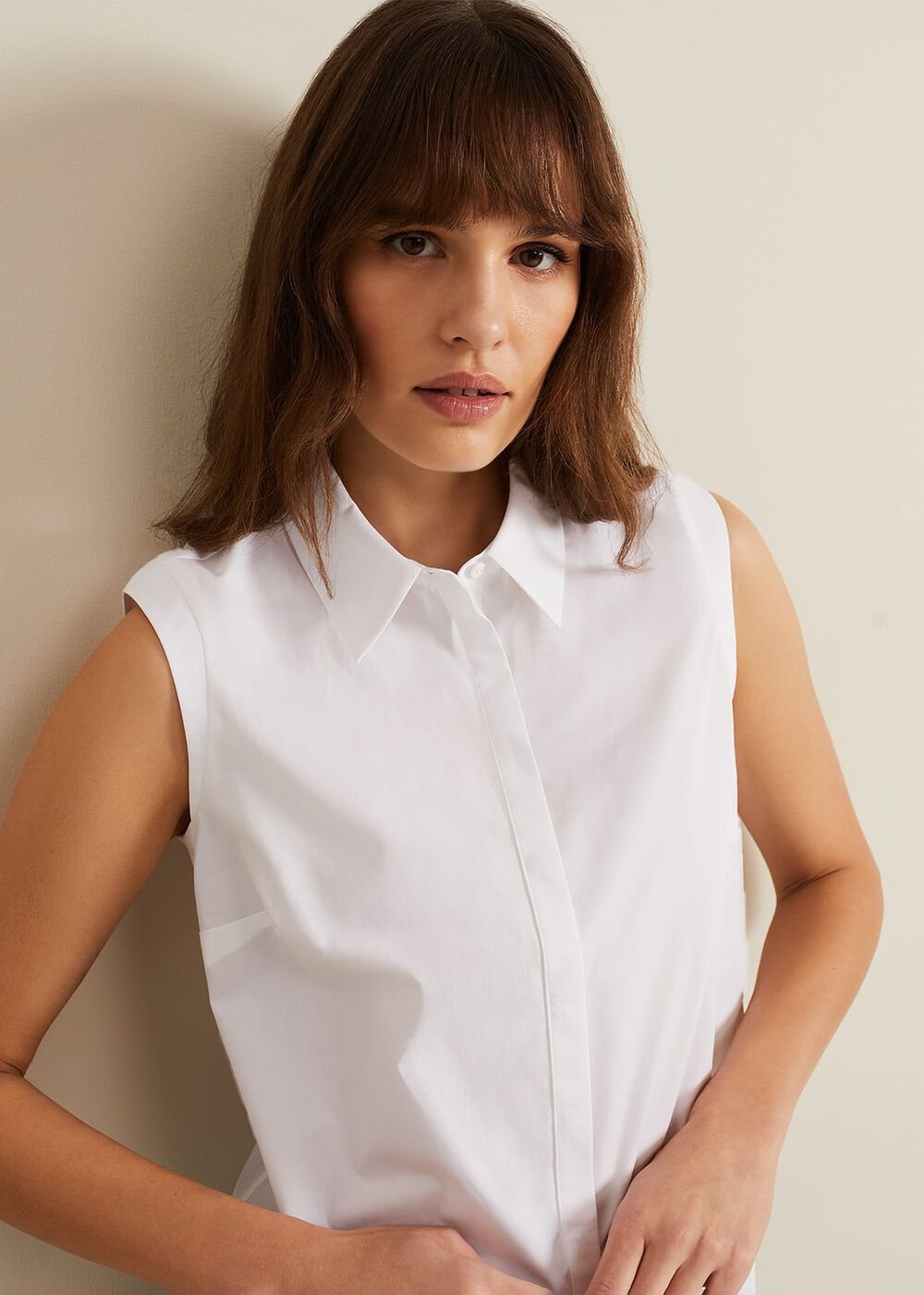 Aimee Sleeveless Shirt White