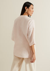 Posie Button Front Linen Shirt Pink