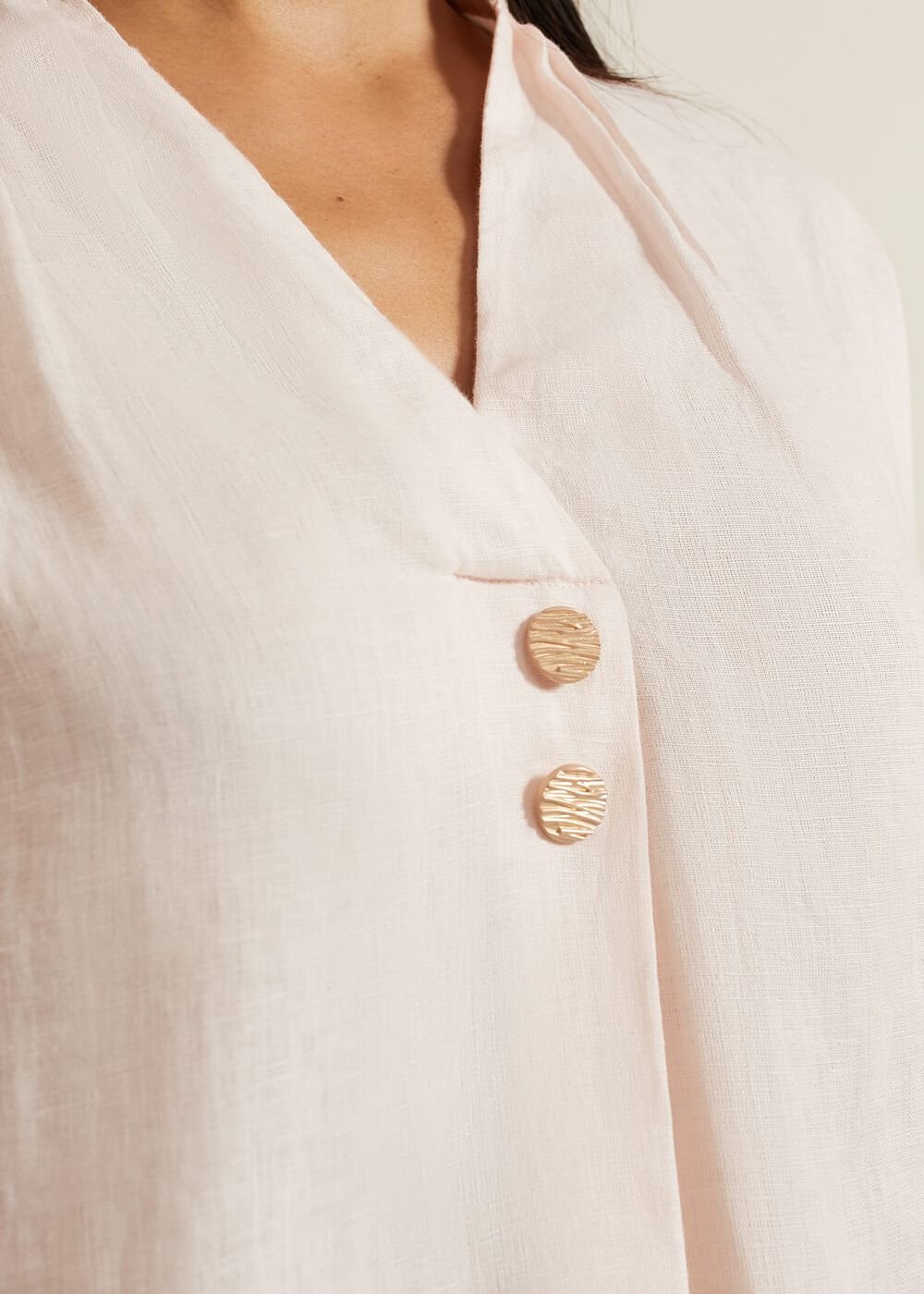 Posie Button Front Linen Shirt Pink