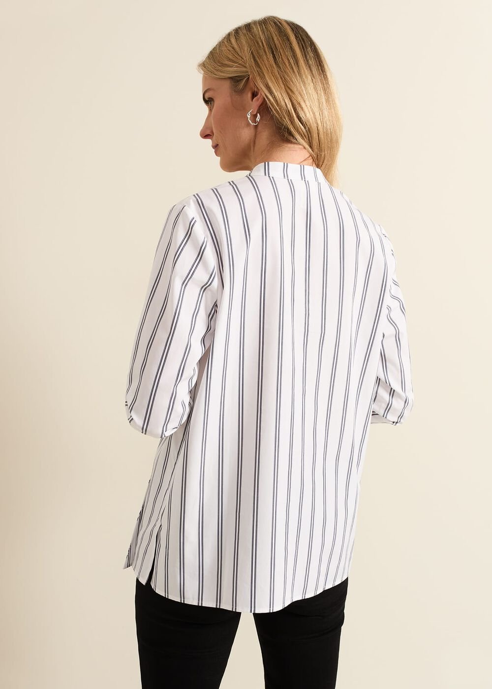 Ashlyn Asymmetric Striped Shirt White