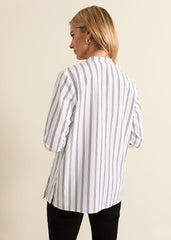 Ashlyn Asymmetric Striped Shirt White