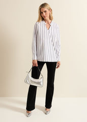 Ashlyn Asymmetric Striped Shirt White
