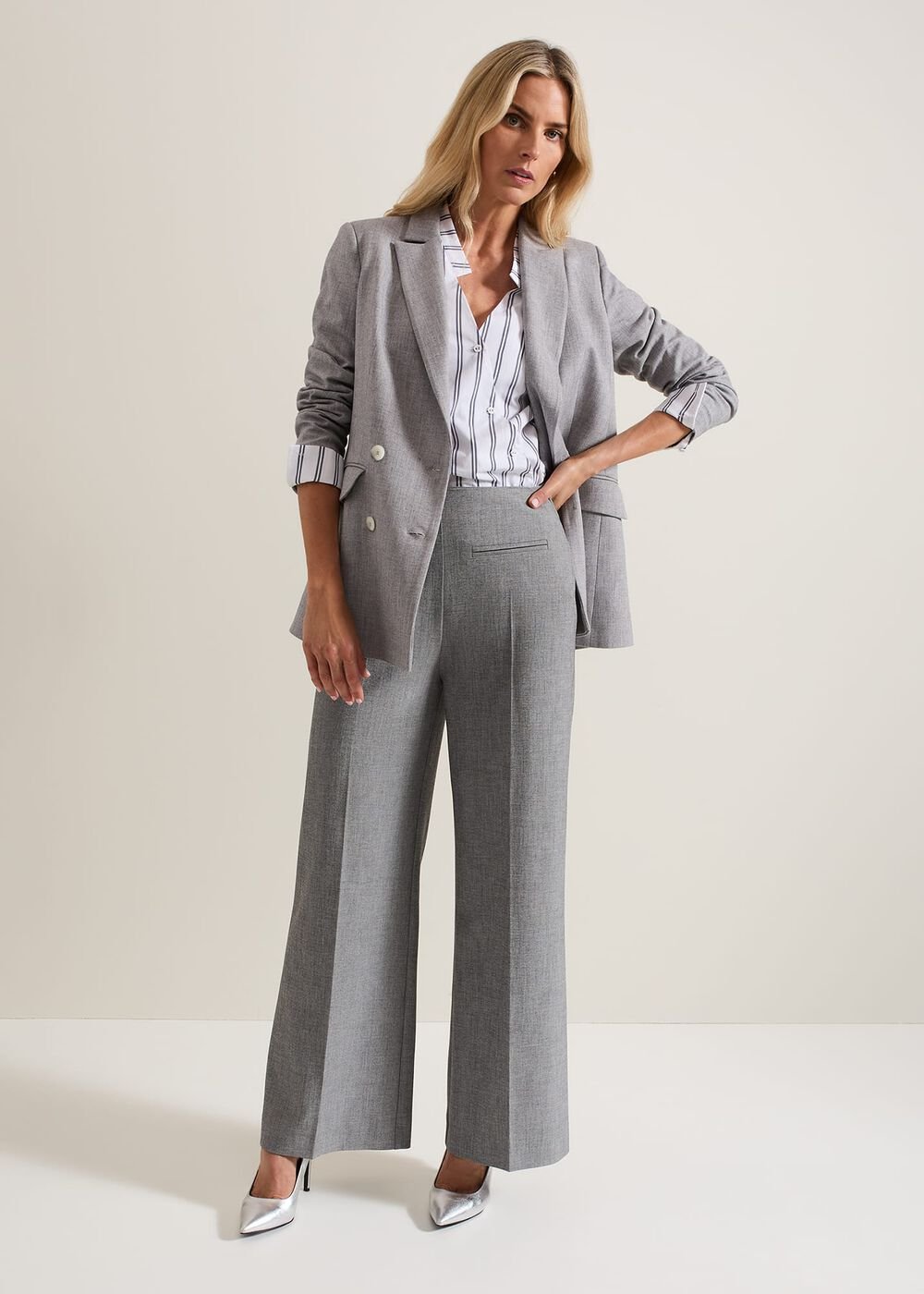 Ashlyn Asymmetric Striped Shirt White