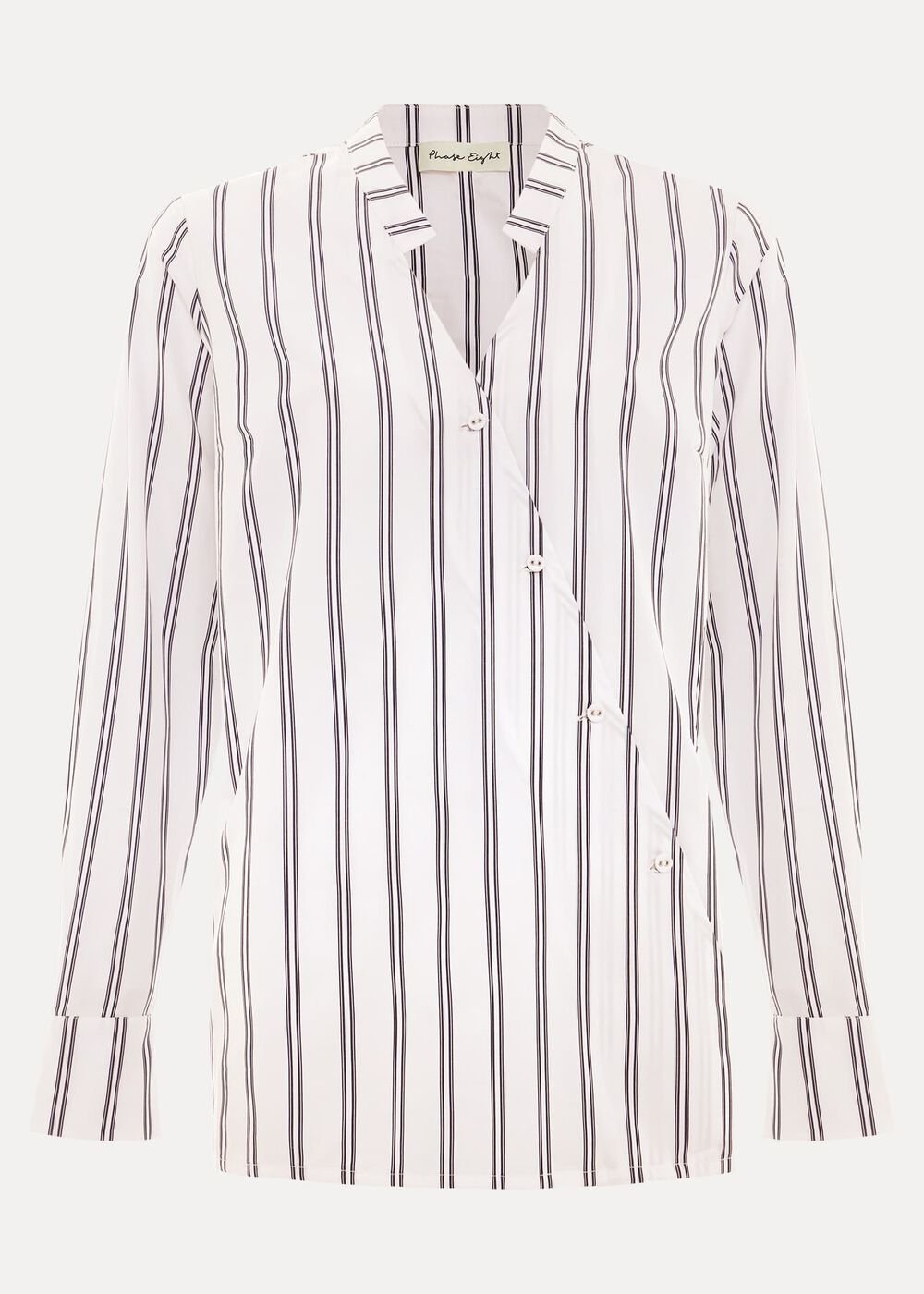 Ashlyn Asymmetric Striped Shirt White