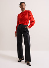 Danica Satin Drape Top Red