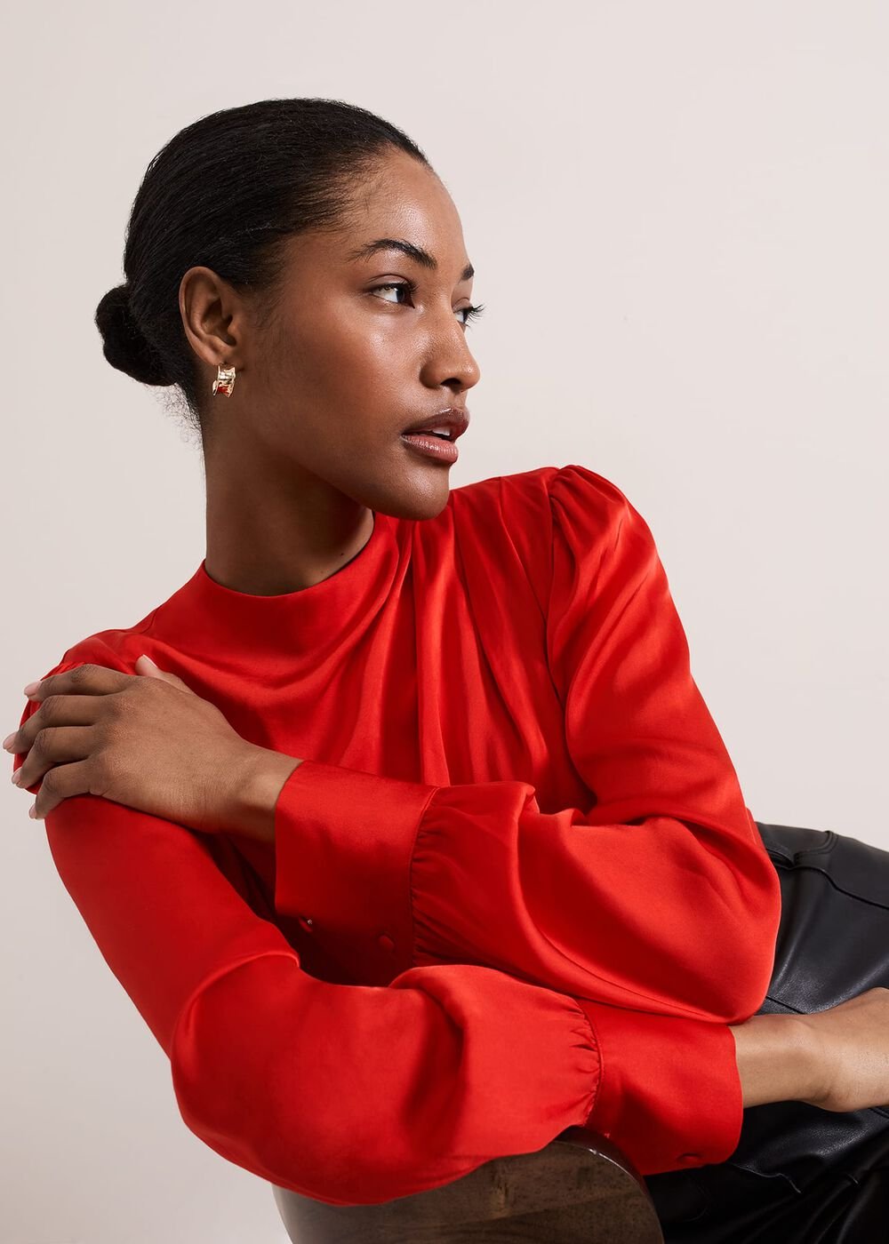 Danica Satin Drape Top Red