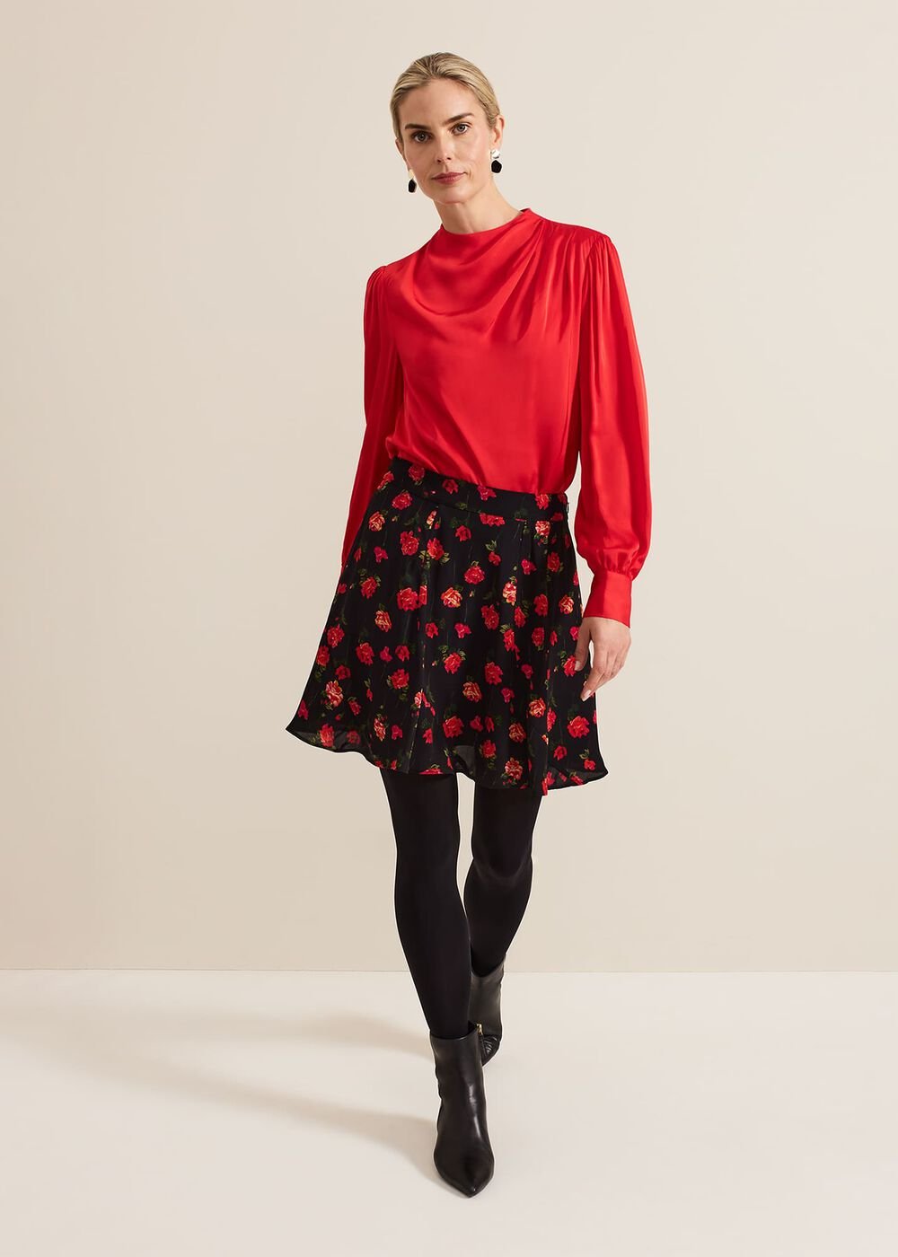 Danica Satin Drape Top Red