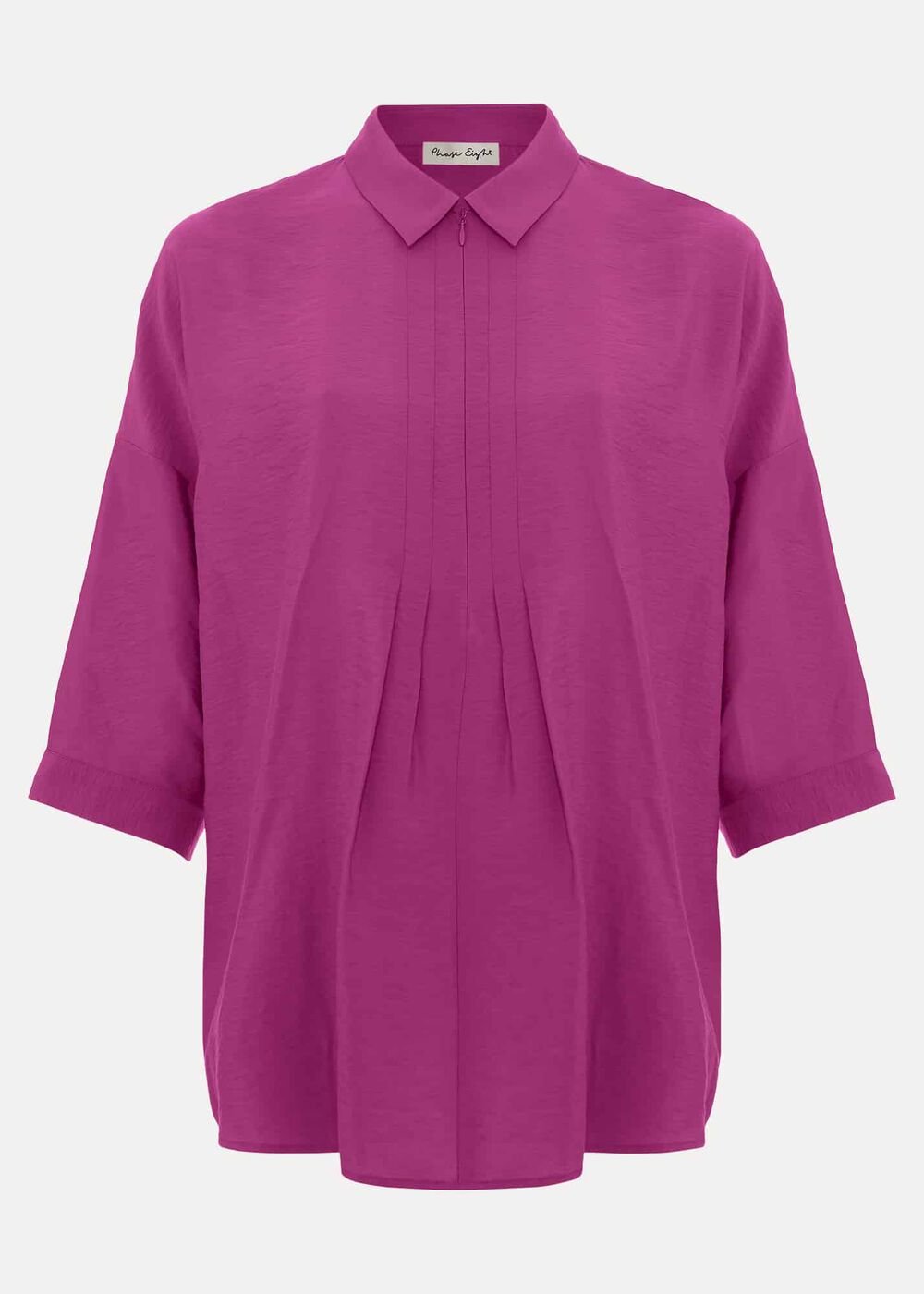 Cynthia Pleat Zip Front Shirt Pink