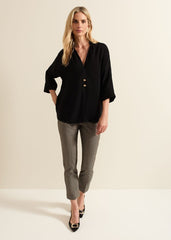Cynthia Button Detail Shirt Black