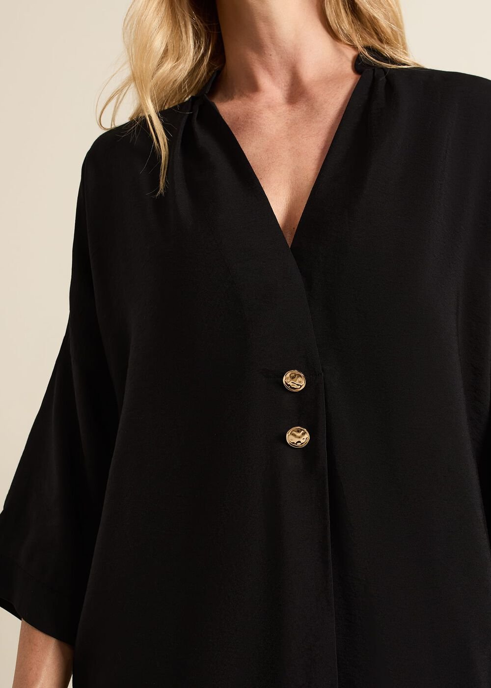Cynthia Button Detail Shirt Black