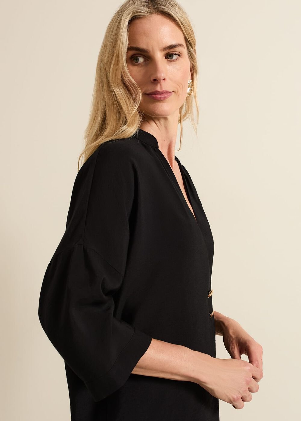 Cynthia Button Detail Shirt Black