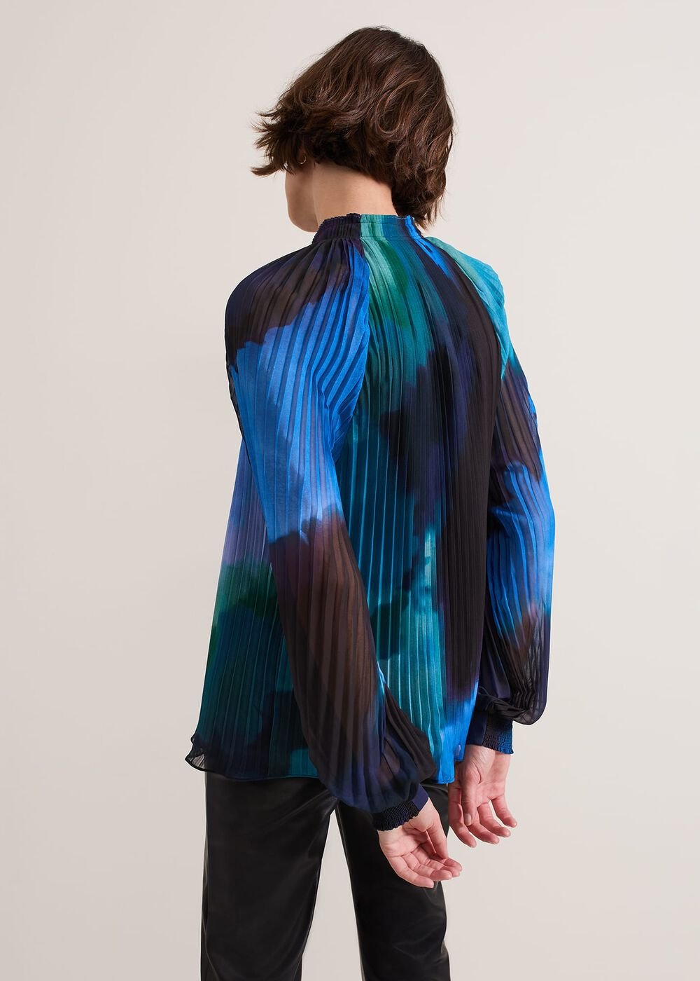 Eleanor Abstract Pleat Blouse Multi-Coloured