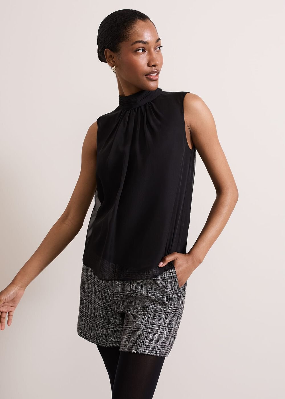 Nella High Neck Top Black