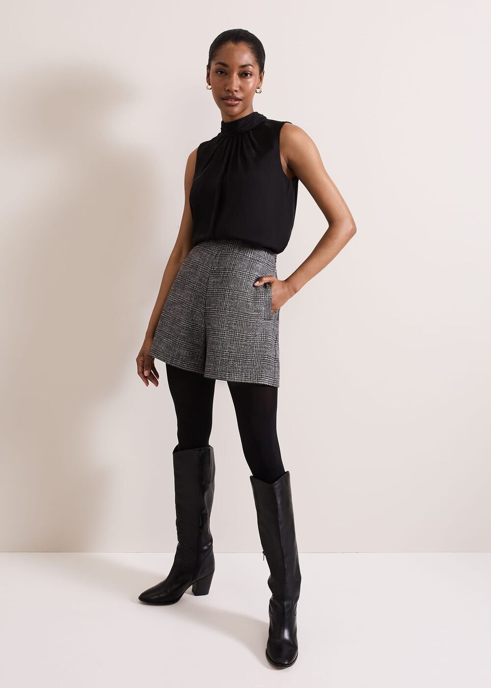 Nella High Neck Top Black