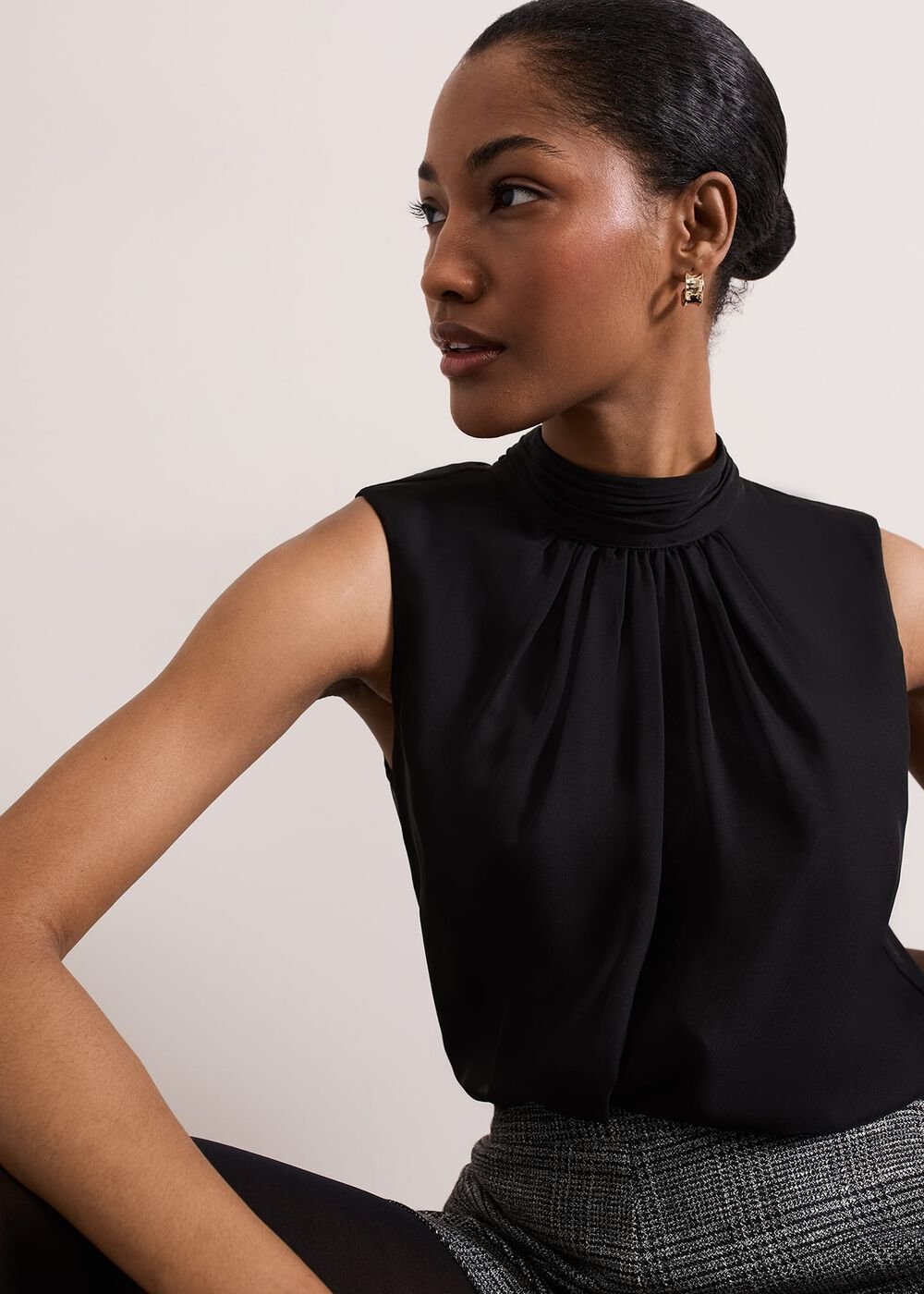 Nella High Neck Top Black