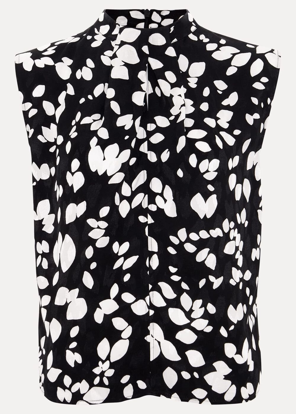 Polly Printed Twist Neck Top Black/Ivory