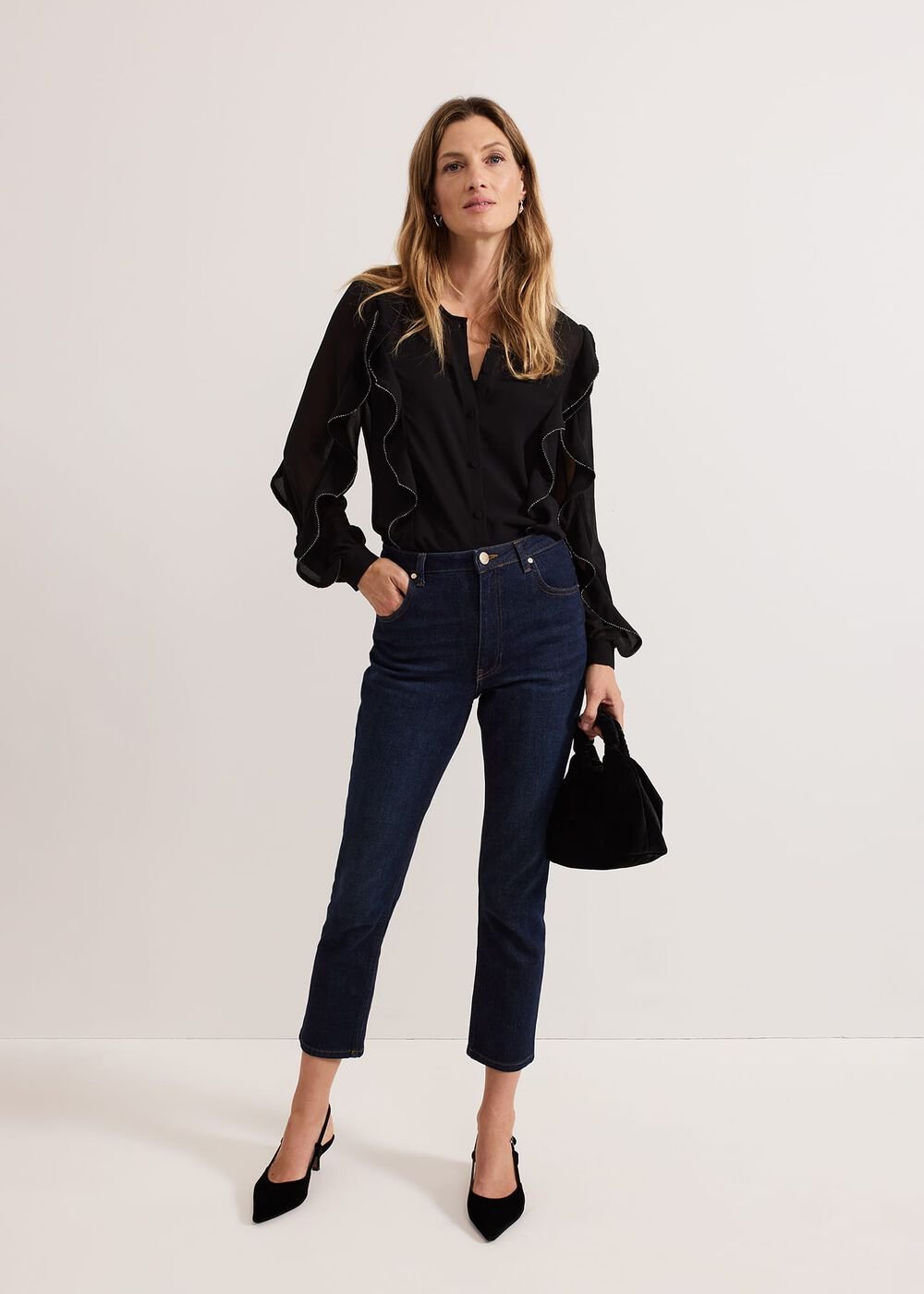 Cordelia Black Ruffle Blouse Black