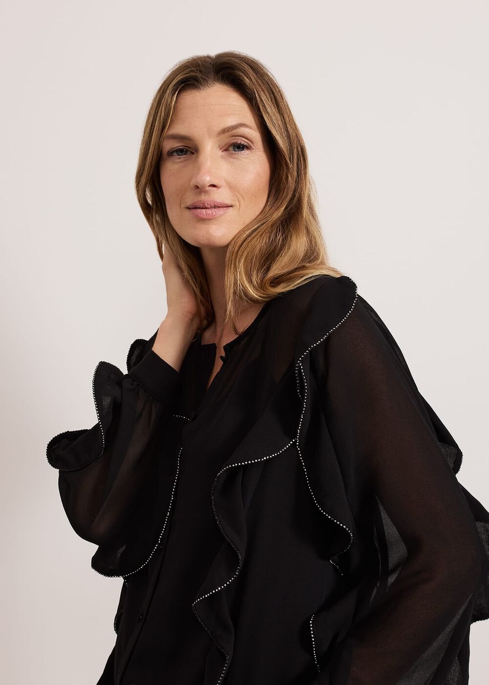 Cordelia Black Ruffle Blouse Black