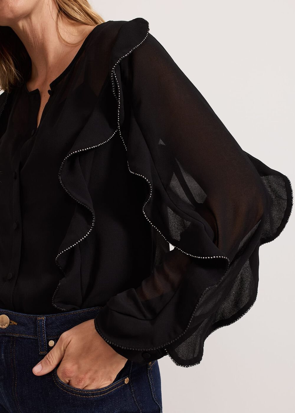 Cordelia Black Ruffle Blouse Black