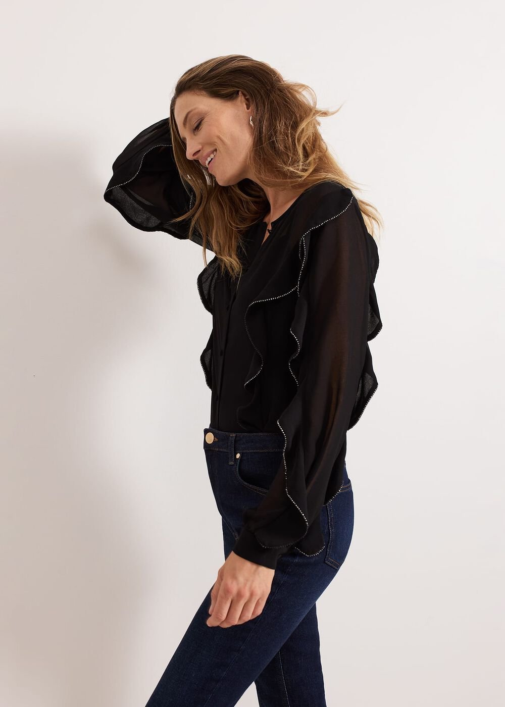 Cordelia Black Ruffle Blouse Black