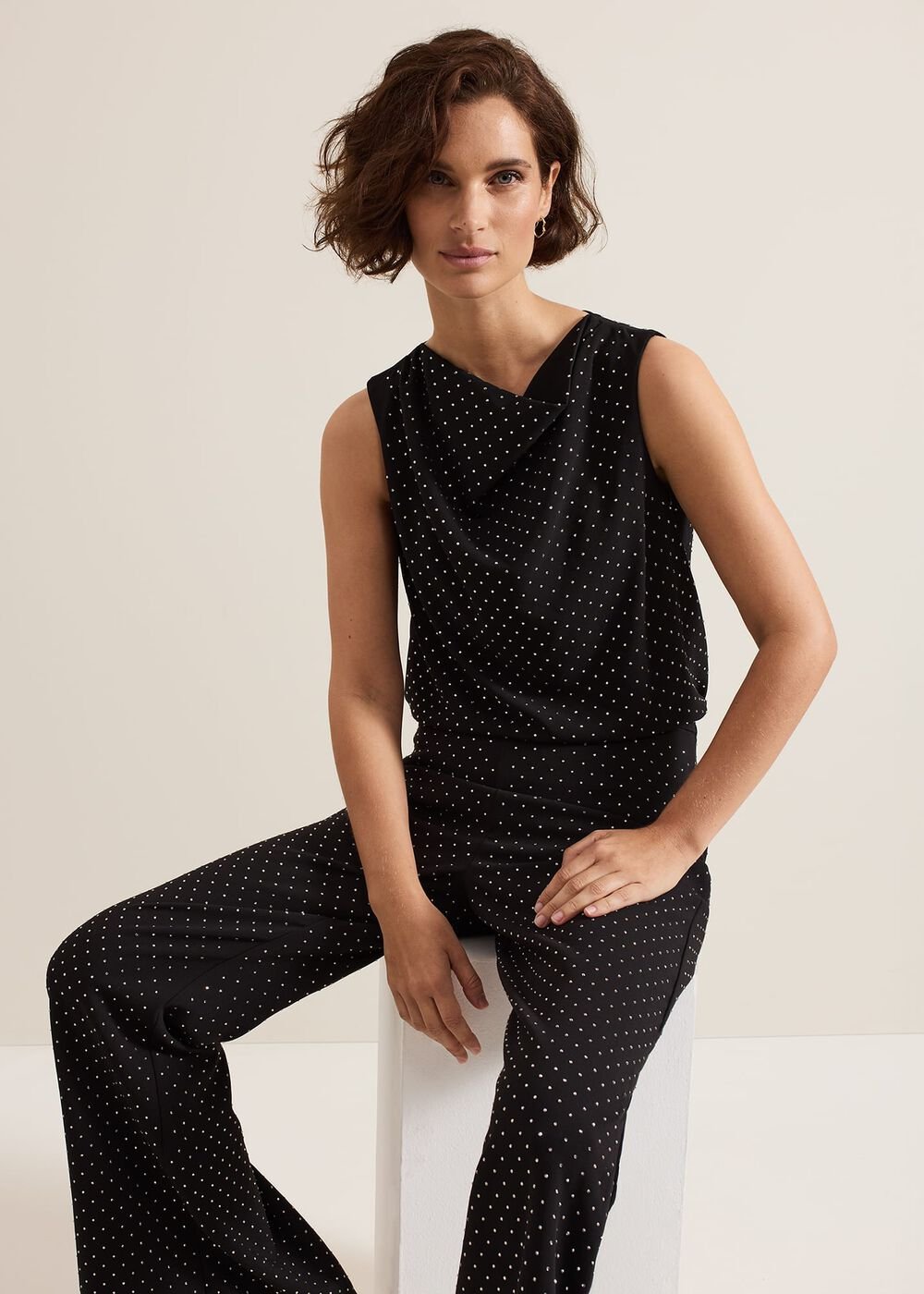 Ottie Black Cowl Neck Top Black