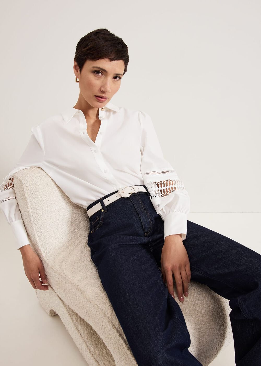 Emmelina White Broderie Shirt White