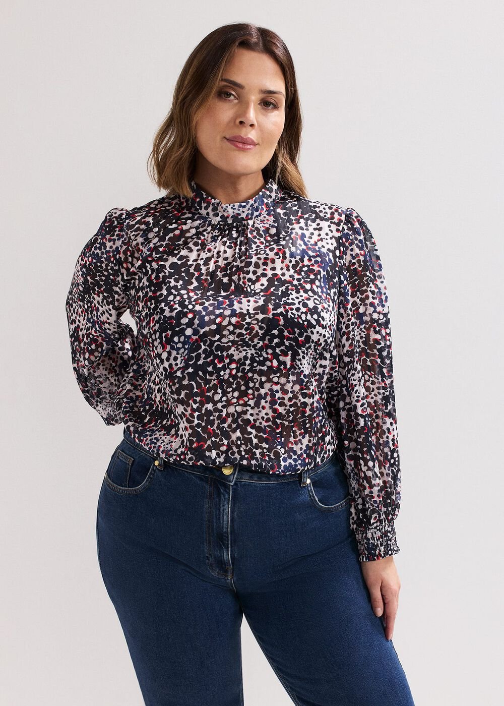 Ingrid Abstract Print Blouse Navy