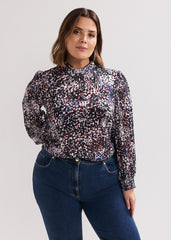 Ingrid Abstract Print Blouse Navy
