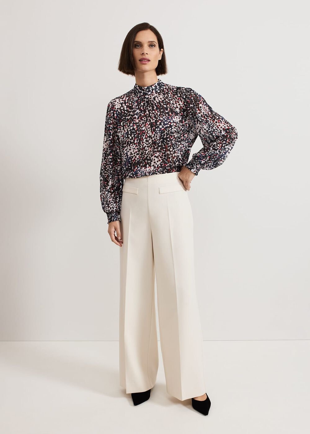 Ingrid Abstract Print Blouse Navy